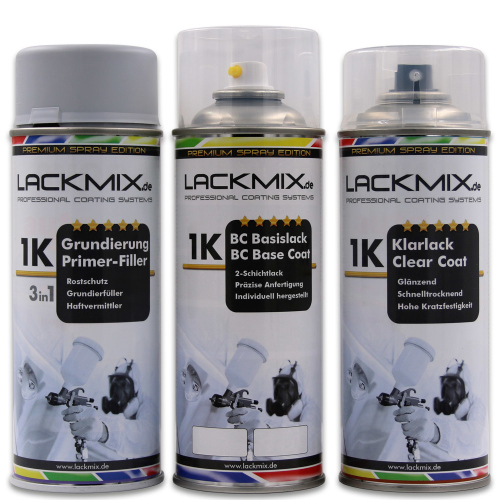 346 Black Sapphire Pearl Met / für Volvo / Spraydosen-Lackspray Autolack Sets: 1K Grundierung + Basislack + 1K Klarlack